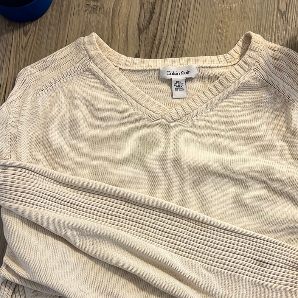 Calvin Klein Cream V-Neck Sweater